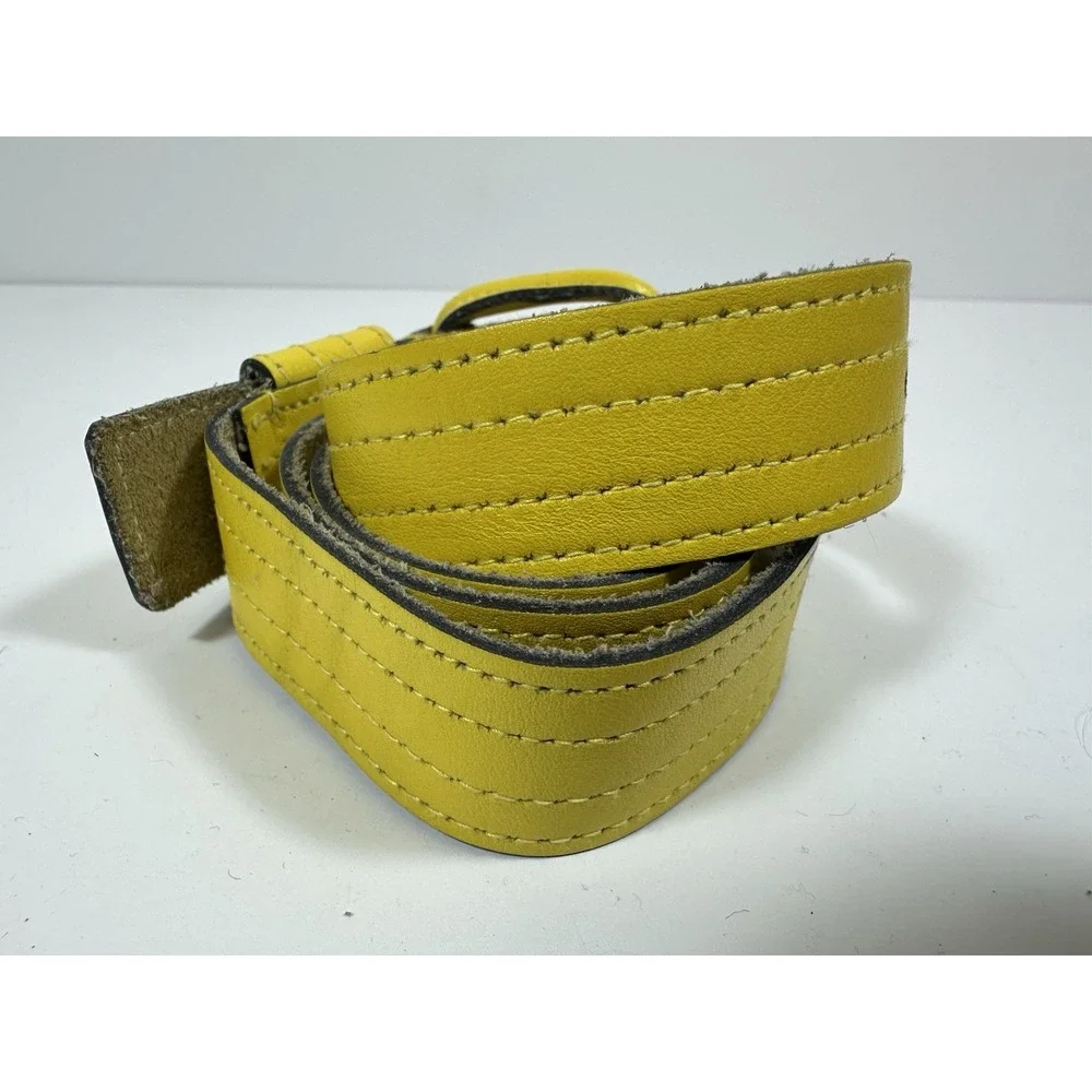 Schaffer Leather Belt Yellow Womens 28 5834M Buckle Wrapped High Fashion 80s